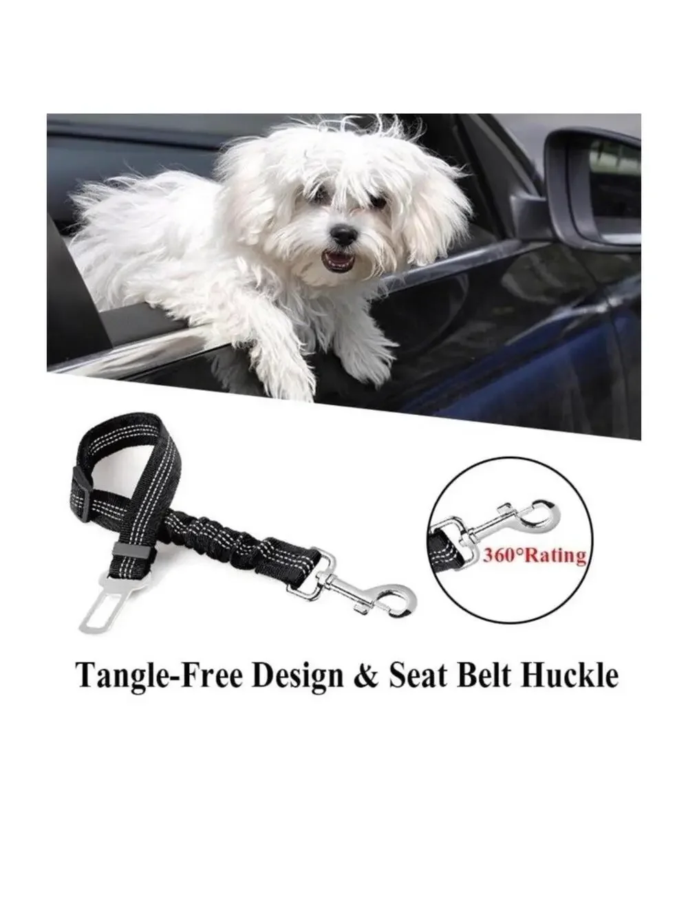 Pet Seat Belt Leash Adjustable Hot Pink Multifunctional Car Travel Safety Belt